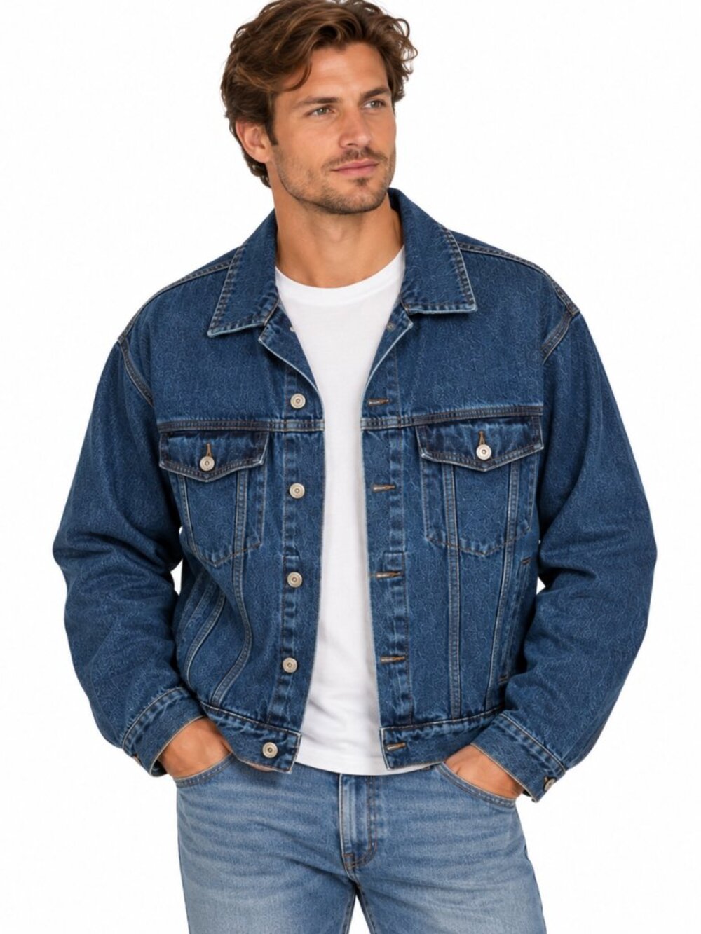 Wrangler Denim Trucker Jacket L Blue Western Rugged Workwear Outdoor Y2K Cowboy